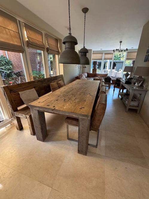 Houten Eettafel  2.80 meter lang, Huis en Inrichting, Tafels | Eettafels, Gebruikt, 100 tot 150 cm, 200 cm of meer, Vijf personen of meer