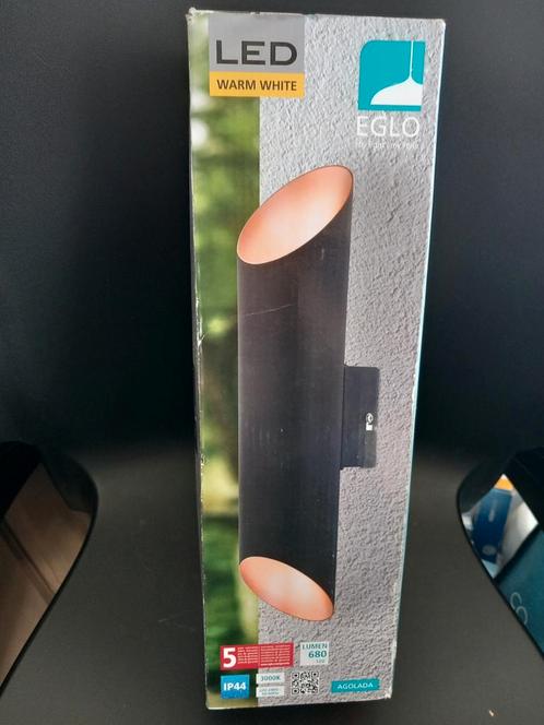 Nieuwe zwarte wandlamp Agolada led 2x3,7 watt, Tuin en Terras, Buitenverlichting, Nieuw, Wandlamp, Aluminium, Minder dan 50 watt