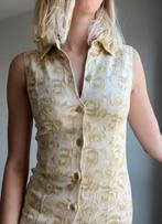 vintage jurk bloemen print retro, Geel, Ophalen of Verzenden, Zo goed als nieuw, Maat 36 (S)