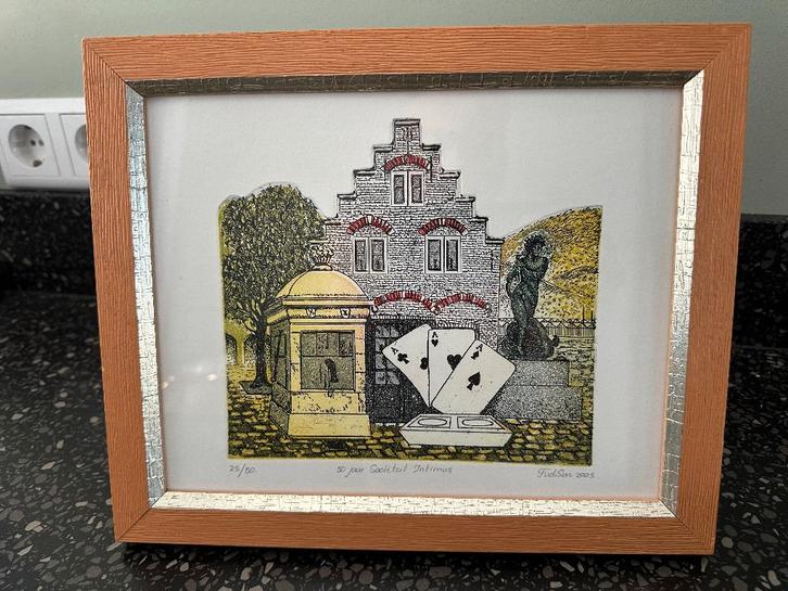 Tiny van der Sar 50 jaar Societeit Intimus. 's-Gravenzande., Antiek en Kunst, Kunst | Etsen en Gravures, Ophalen of Verzenden