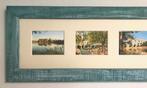 Drie ingelijste afbeeldingen van Avignon in turquoise lijst, Huis en Inrichting, Minder dan 50 cm, Overige typen, Ophalen of Verzenden