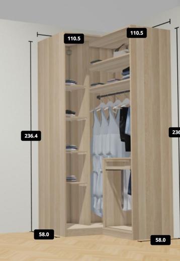 IKEA pax aanbouwdeel hoek 236 x 58 x 53