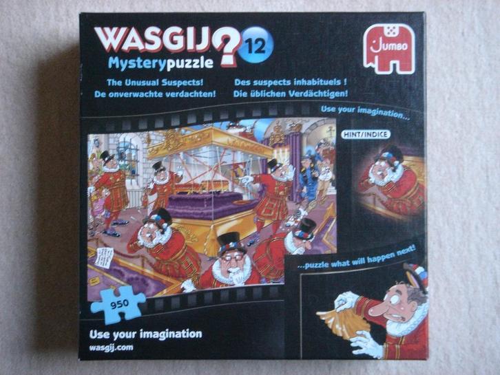 950 Puzzel: Wasgij? #12 - De onverwachte verdachten!, Hobby en Vrije tijd, Denksport en Puzzels, Zo goed als nieuw, Legpuzzel