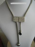 k174 grove ketting met strass, Sieraden, Tassen en Uiterlijk, Kettingen, Ophalen, Overige materialen, Nieuw, Zilver
