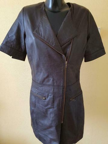* Bruine Lederen / Leren Jurk - Transmission * Mt. L * Nieuw beschikbaar voor biedingen