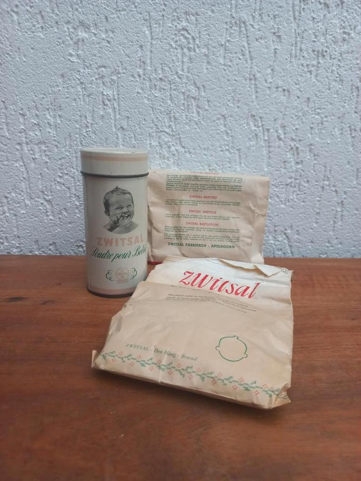 Vintage blikje Zwitsal. Navulverpakking. Brocant. Retro, Antiek en Kunst, Curiosa en Brocante, Ophalen of Verzenden