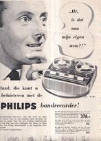 Retro reclame 1958 Philips bandrecorder je eigen stem, Verzamelen, Retro, Ophalen of Verzenden