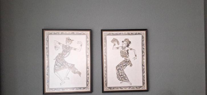 Balinese schilderijen, Antiek en Kunst, Kunst | Schilderijen | Klassiek, Ophalen of Verzenden