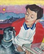 Schilderij van vrouw met hond, Antiek en Kunst, Ophalen