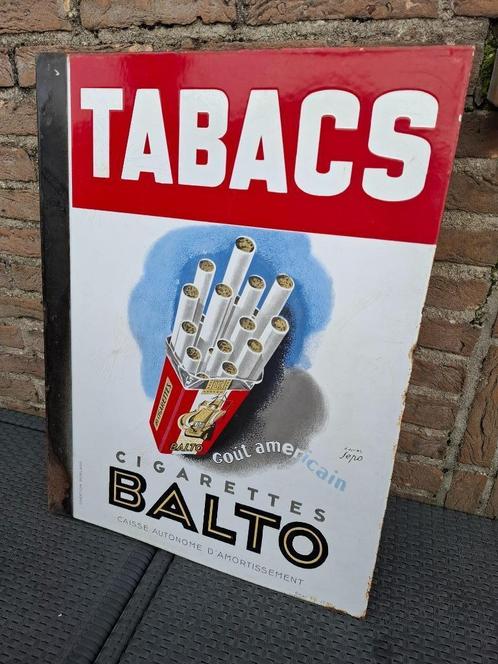Dubbelzijdig emaillebord Tabac Balto - Cigarettes Celtique, Verzamelen, Merken en Reclamevoorwerpen, Zo goed als nieuw, Reclamebord