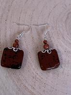 Uitverkoop! Oorbellen met mahonie obsidiaan, goudzand., Overige materialen, Sieraden Uitverkoop, Zilver, Verzenden
