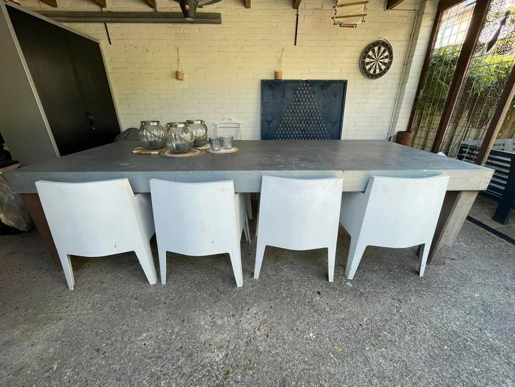 Grote tafel / werktafel met zinken blad, Tuin en Terras, Tuinmeubel-accessoires, Gebruikt, Ophalen