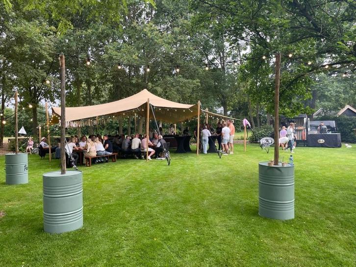Stretchtent 6 x 7,5 meter inclusief opbouw en afbreken, Hobby en Vrije tijd, Feestartikelen | Verhuur, Nieuw, Overige, Ophalen