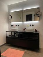 Wastafel meubel (zwart) - compleet met kranen en spiegel, Huis en Inrichting, Badkamer | Badkamermeubels, 150 tot 200 cm, Minder dan 100 cm