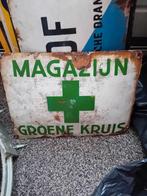 Emaille bord magazijn groene kruis, Ophalen of Verzenden, Zo goed als nieuw, Reclamebord