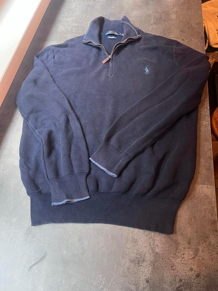 Donkerblauwe Ralph Lauren Trui met Zip, Kleding | Heren, Truien en Vesten, Gedragen, Maat 52/54 (L), Blauw, Ophalen of Verzenden