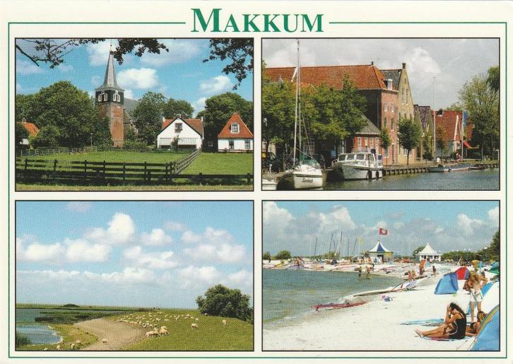 MAKKUM Panorama Dijk Schapen Kade Strand, Verzamelen, Ansichtkaarten | Nederland, Ongelopen, Zeeland, 1980 tot heden, Verzenden