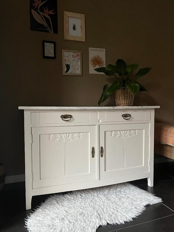 Eiken Commode vintage baby marmer lade leg kind, Kinderen en Baby's, Kinderkamer | Commodes en Kasten, Zo goed als nieuw, Commode