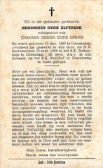 Elferink Hendrikus 1897 Denekamp 1958 Oldenzaal, Verzamelen, Bidprentjes en Rouwkaarten, Ophalen of Verzenden, Bidprentje