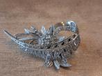 Art deco Antieke zilveren 925 broche, glinster steentjes, Ophalen of Verzenden, Zilver, Broche