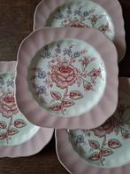 4 Johnson Brothers Rose Chintz ontbijtbordjes vierkant, set, Ophalen of Verzenden