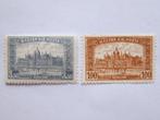 2 postzegels Hongarije, Nr. 382 en 391, 1920, Parliament, Verzenden, Postfris