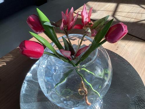 Boeketje van 3 houten tulpen tulp hout kunstbloemen, Huis en Inrichting, Woonaccessoires | Kunstplanten en Kunstbloemen, Ophalen of Verzenden