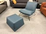 Nieuw Rolf Benz 394 fauteuil met poef blauw leer stoel, Huis en Inrichting, Fauteuils, Nieuw, Ophalen of Verzenden, Rolf Benz