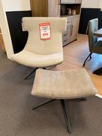 Gave fauteuil+ hocker!! Combinatie microleder/stof, Ophalen, Metaal, 75 tot 100 cm, Zo goed als nieuw