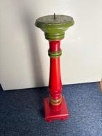 Vintage mooie houten kaarsenstandaard, Gebruikt, 50 tot 75 cm, Rood, Ophalen of Verzenden