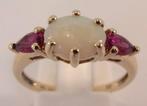 Zgan gouden ring met Opaal en Rhodoliet, Verzenden, Wit, Zo goed als nieuw, 17 tot 18