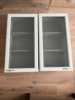 Keukenkasten vitrine met glas twee stuks, Huis en Inrichting, Kasten | Vitrinekasten, Ophalen