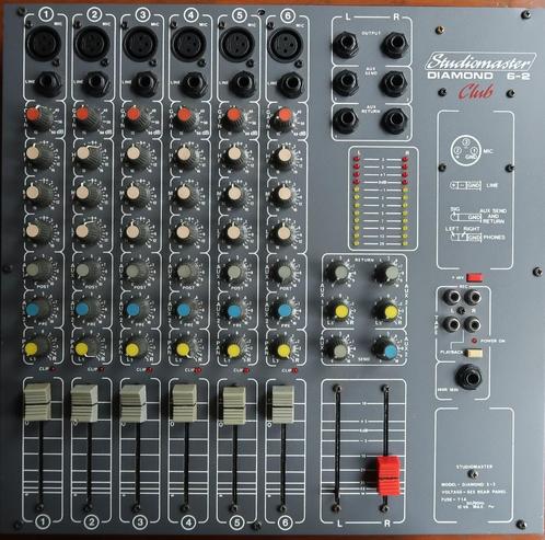 Vintage Studiomaster Diamond 6-2 Club mengpaneel + beugels, Muziek en Instrumenten, Mengpanelen, Gebruikt, Microfooningang, Ophalen of Verzenden