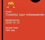 1 Ticket bobbejaanland, Eén persoon, Ticket of Toegangskaart