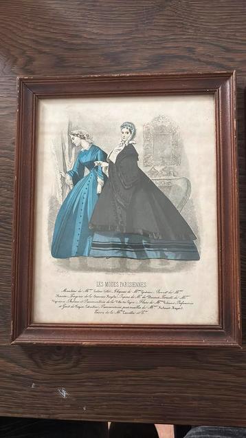2x Franse vintage modeprinten  beschikbaar voor biedingen