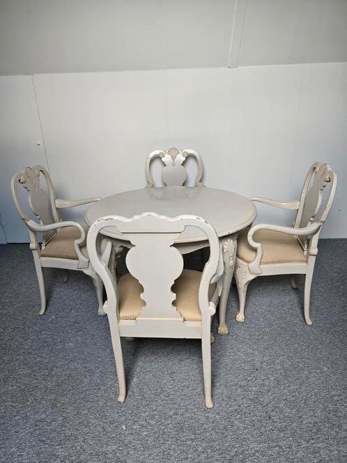 Antieke Eetkamerset met Tafel en Stoelen, Antiek en Kunst, Antiek | Meubels | Tafels, Ophalen