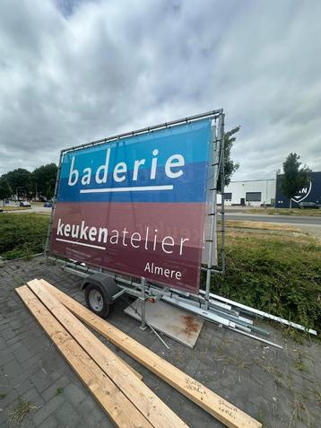 Reclame aanhanger geschikt voor doek 3m breed x 2m hoog beschikbaar voor biedingen
