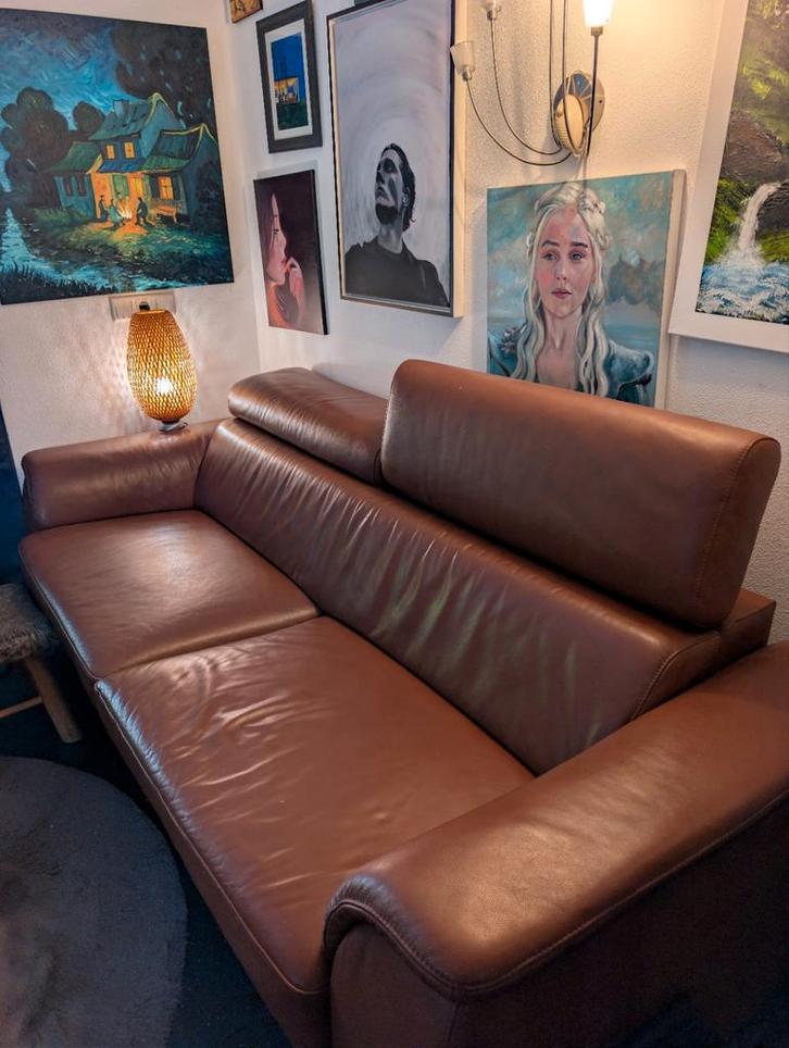 Twee leren banken te koop! (Lees omschrijving), Huis en Inrichting, Banken | Bankstellen, Gebruikt, Driepersoons, 75 tot 100 cm