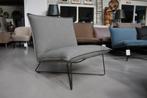 Luxe fauteuil EARL Jess design metaal stof grijs lounge, Ophalen, 75 tot 100 cm, Zo goed als nieuw, Stof