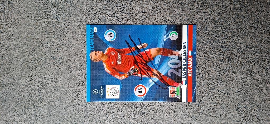Panini trading card + handtekening Jasper Cillessen Ajax NEC, Ophalen of Verzenden, Nieuw, Ajax, Spelerskaart