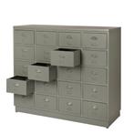 SHOWROOM Refurbished Apothekerkast Vintage Ladekast Grijs, Info@dehanzeherten.nl, 100 tot 150 cm, 5 laden of meer, Nieuw