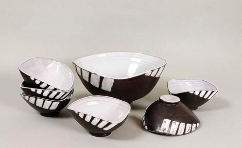 Mid Century schalen set, pinda set. Driehoekig. Zeldzaam, Antiek en Kunst, Kunst | Designobjecten, Ophalen of Verzenden
