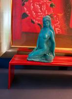 Turquoise Vrouw Sculptuur: Baadster . Beeldje., Antiek en Kunst, Ophalen of Verzenden