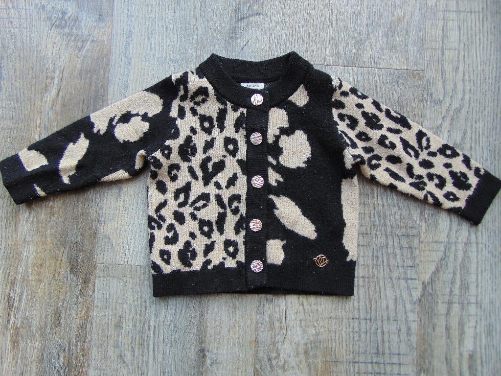 River Island vest zwart / beige maat 74 vestje panterprint, Kinderen en Baby's, River Island, Ophalen of Verzenden, Zo goed als nieuw