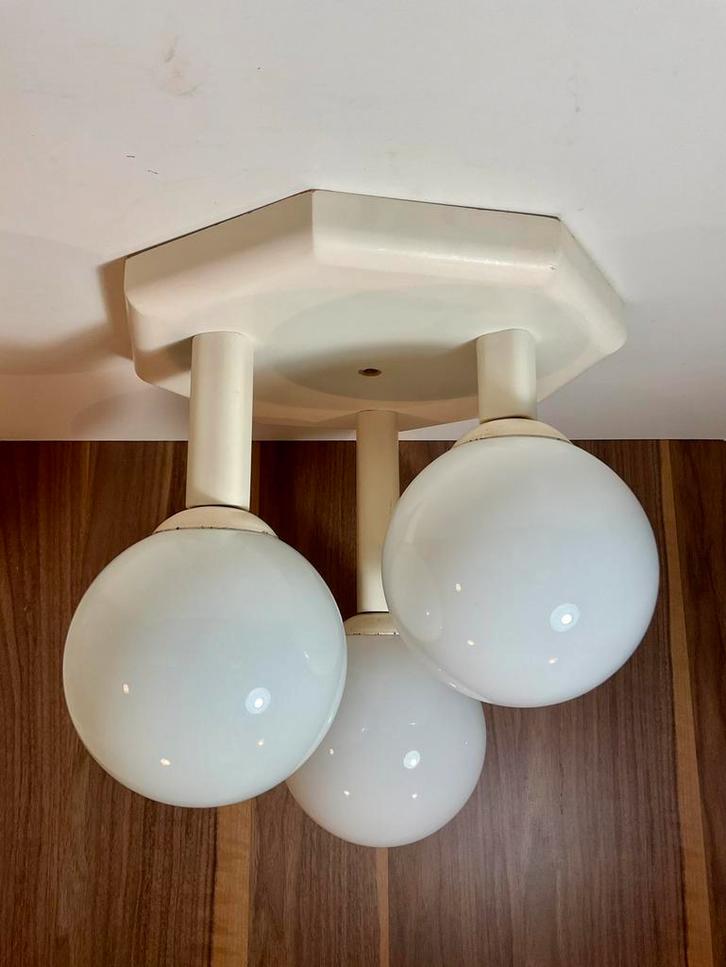 Vintage Bony Design plafondlamp of tafellamp, Huis en Inrichting, Lampen | Plafondlampen, Gebruikt, Glas, Hout, Ophalen of Verzenden