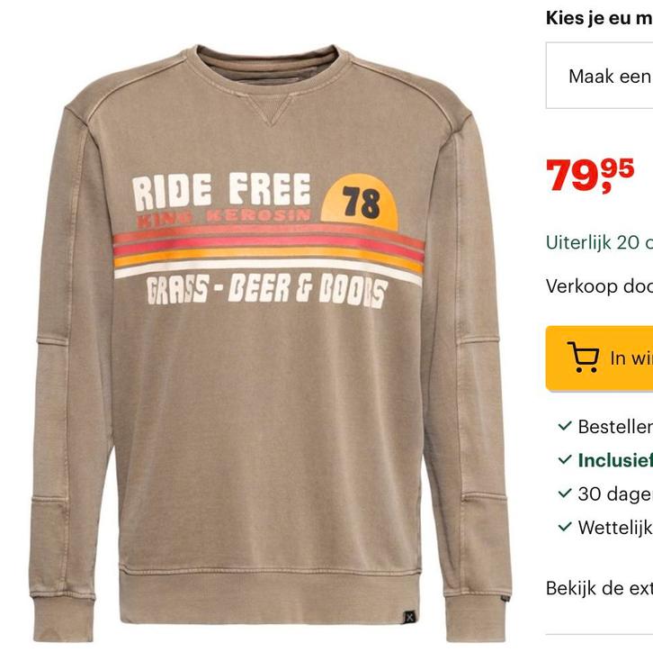 King Kerosin Pullover/trui -XL- Ride Grass Boobs, Kleding | Heren, Truien en Vesten, Nieuw, Maat 56/58 (XL), Beige, Ophalen