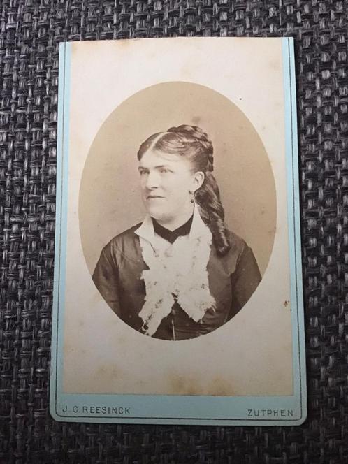 CDV, Vrouw, J.C. Reesinck, Zutphen, Carte de Visite, Verzamelen, Foto's en Prenten, Gebruikt, Foto, Voor 1940, Ophalen of Verzenden