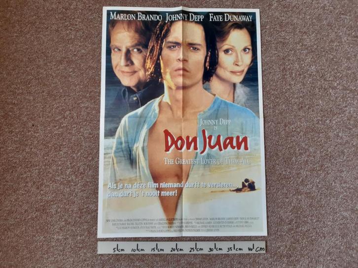 Poster Hitkrant Johnny Depp Don Juan Marlon Brando A2 44x62, Verzamelen, Posters, Zo goed als nieuw, Film en Tv, A1 t/m A3, Rechthoekig Staand