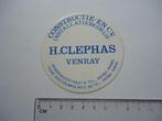 sticker oud Venray H CLEPHAS constructie cv retro techniek, Verzenden, Zo goed als nieuw, Bedrijf of Vereniging