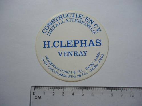 sticker oud Venray H CLEPHAS constructie cv retro techniek, Verzamelen, Stickers, Zo goed als nieuw, Bedrijf of Vereniging, Verzenden